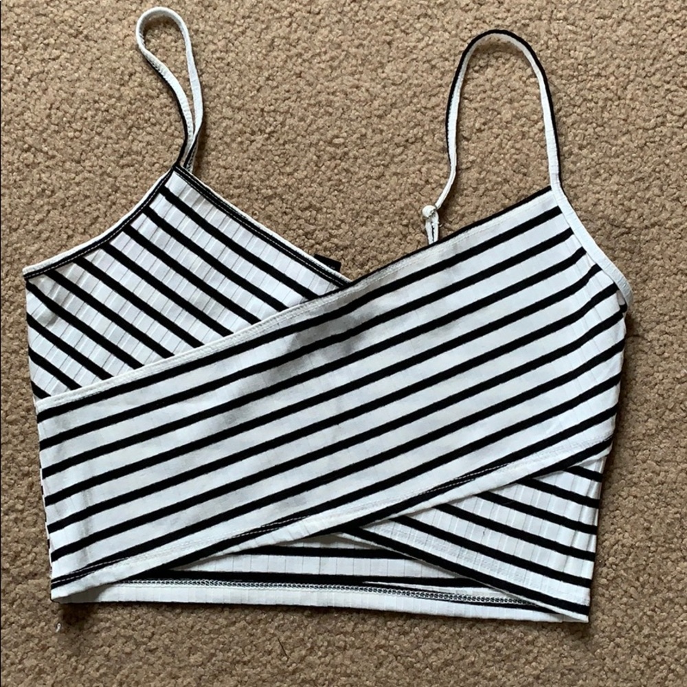 Black and white striped crop top